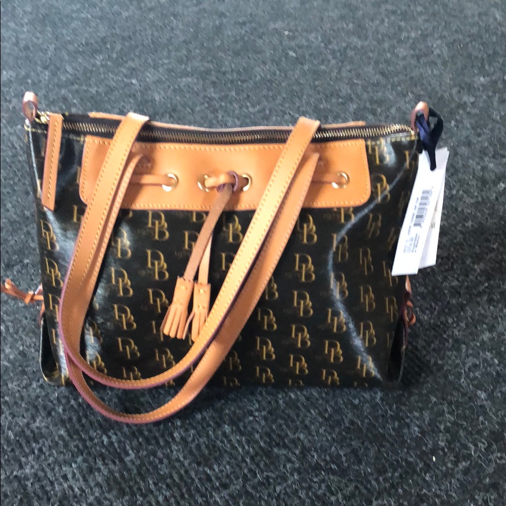 Dooney & Bourke Brown And Black Designer Tote Bag